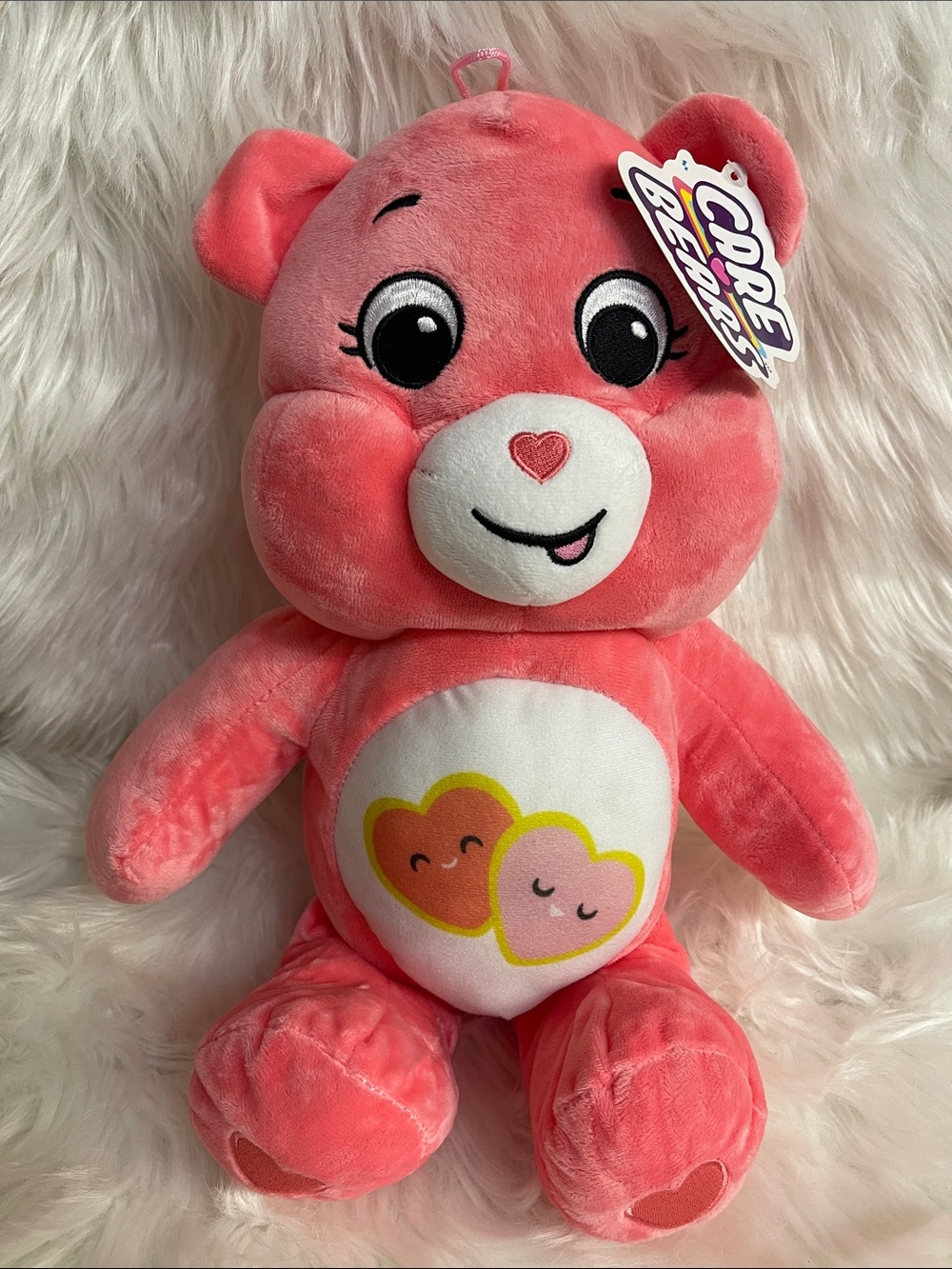 Care Bears Pink & White Heart Belly Plush - Cute Pink Care Bear